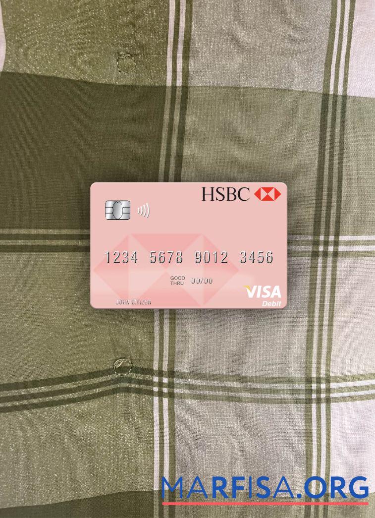 Realistic Uruguay HSBC Bank visa dbeit card photolook front real example